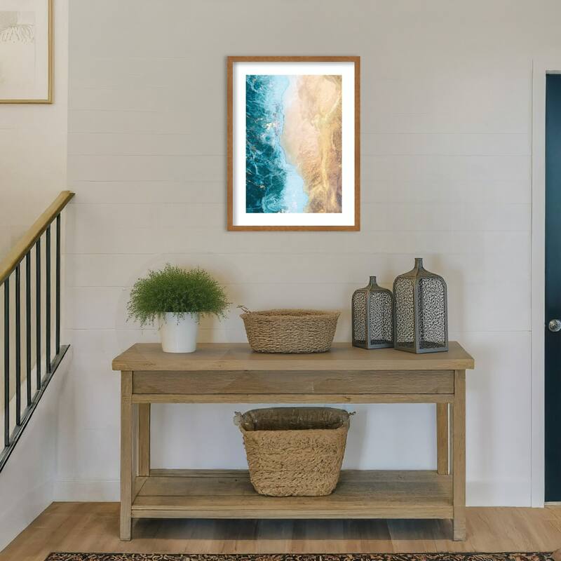 Gold beach by Sarah Manovski Wood Framed Wall Art Print