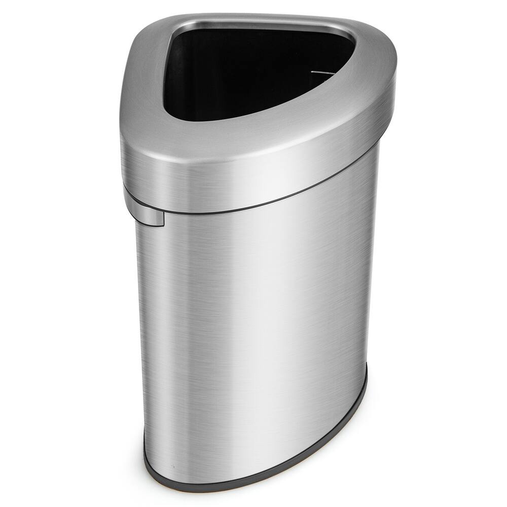 Gymax Stainless Steel Corner Trash Bin w/ Lid Large Open Top Anti-slip