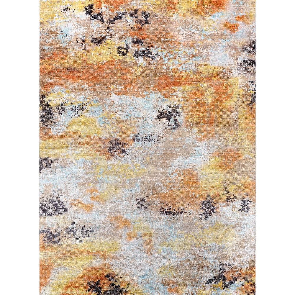Beverly Rug Queen Abstract Non-Slip Rubber Back Washable Indoor Area Rug