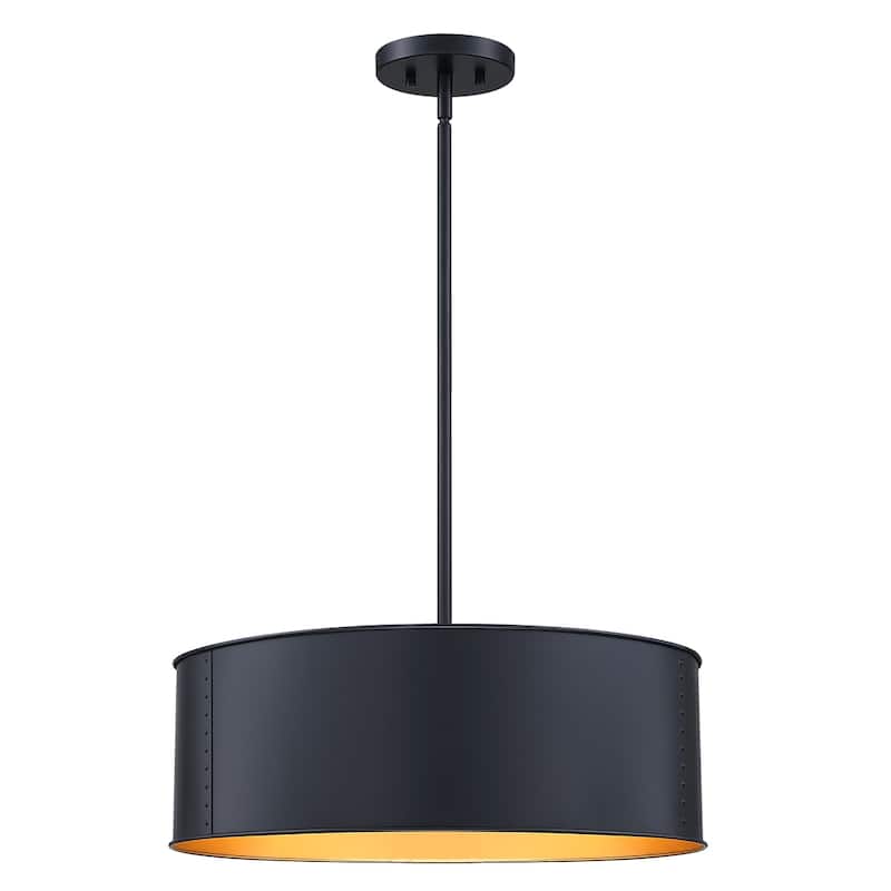 Artisan 4-Light Black Metal Drum Chandelier - 20 in. W