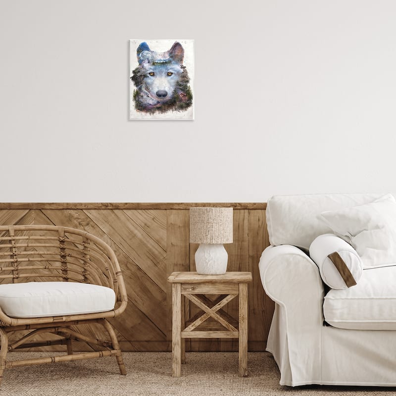 Stupell Wolf Form with Woodland Scene Wall Plaque Art Design By Barrett Biggers