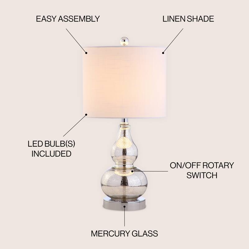 Anya 20.5" Mini Glass LED Table Lamp, Gray by JONATHAN Y
