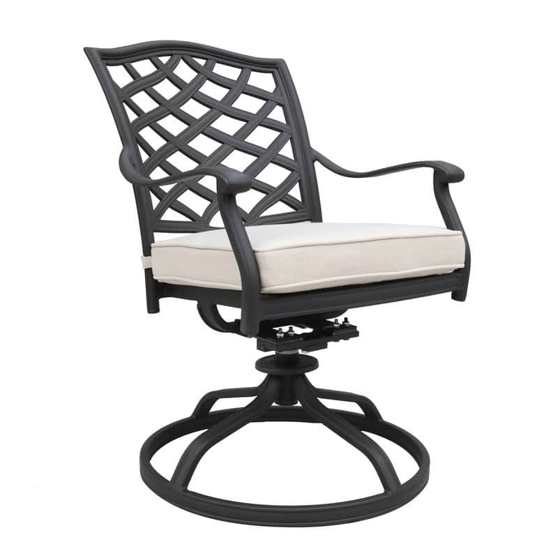Torino Aluminum 5 Piece Round Dining Set with 4 Swivel Rockers