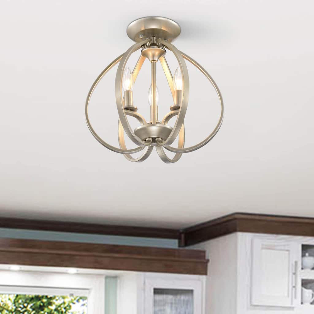 3-light Contemporary Sleek Curves Cradling Metal Flush Mount