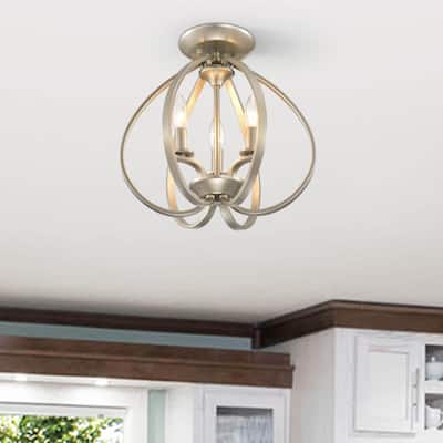 3-light Brushed Champagne Contemporary Flush Mount