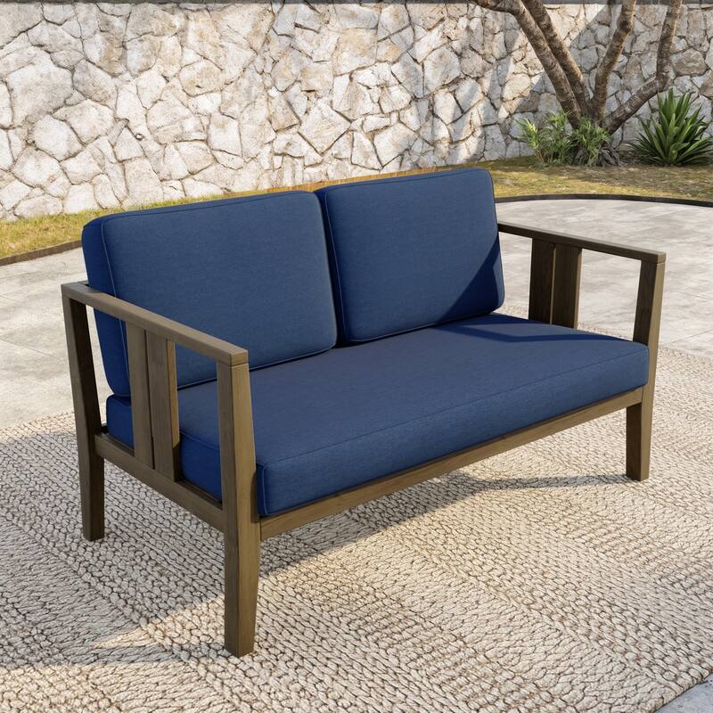 Teak Wood Weatherproof Outdoor Loveseat