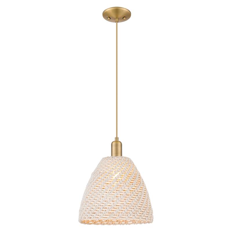 Innovations Lighting Downtown Urban - Natural Ballston Dome - 1 Light 12" Cord Hung Mini Pendant - Natural Shade/Brushed Brass