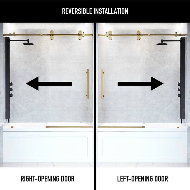 VIGO Elan 56" to 60" W x 66" H Frameless Sliding Tub Door