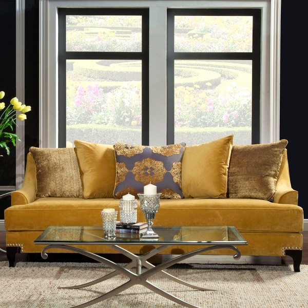Furniture of America Gisc Contemporary Velvet Upholstered Sofa. Opens flyout.