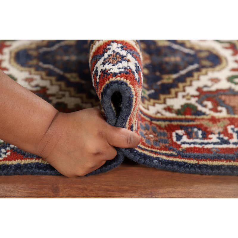 Navy Blue Heriz Serapi Indian Accent Rug Handmade Wool Carpet - 2'0" x 3'0"