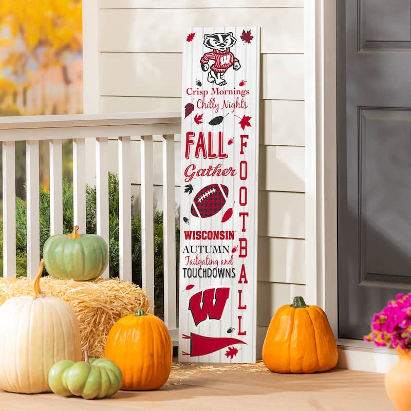 47" Double Sided Seasonal Porch Leaner, University of Wisconsin-Madison - 47" x 11.25" - Fall