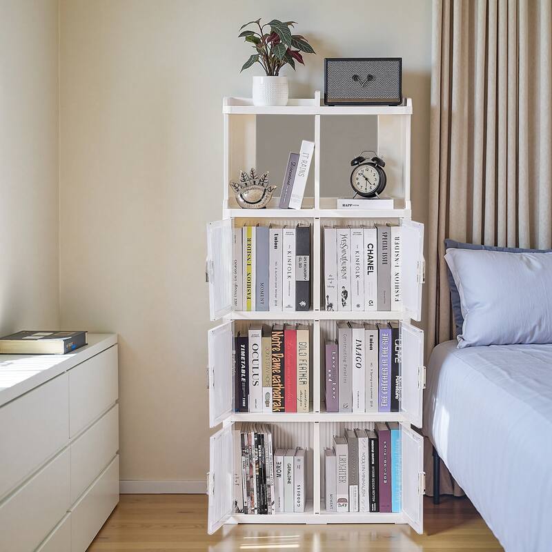 Javlergo Plastic Bookcase Floor Storage Cabinet Multi-Function Bathroom Storage cabinet Storage Shelf Kitchen Storage Cabinets