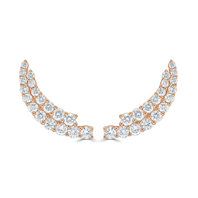 Joelle Collection Diamond Ear Climber Earrings 14K Gold 1-1/3 CT TDW