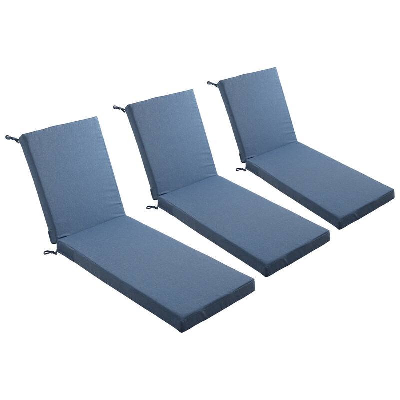 22.4 in W x 71.9 in L x 3.5 in Thickness Outdoor Chaise Lounge Replacement Cushion - Blue - 3-Piece Set