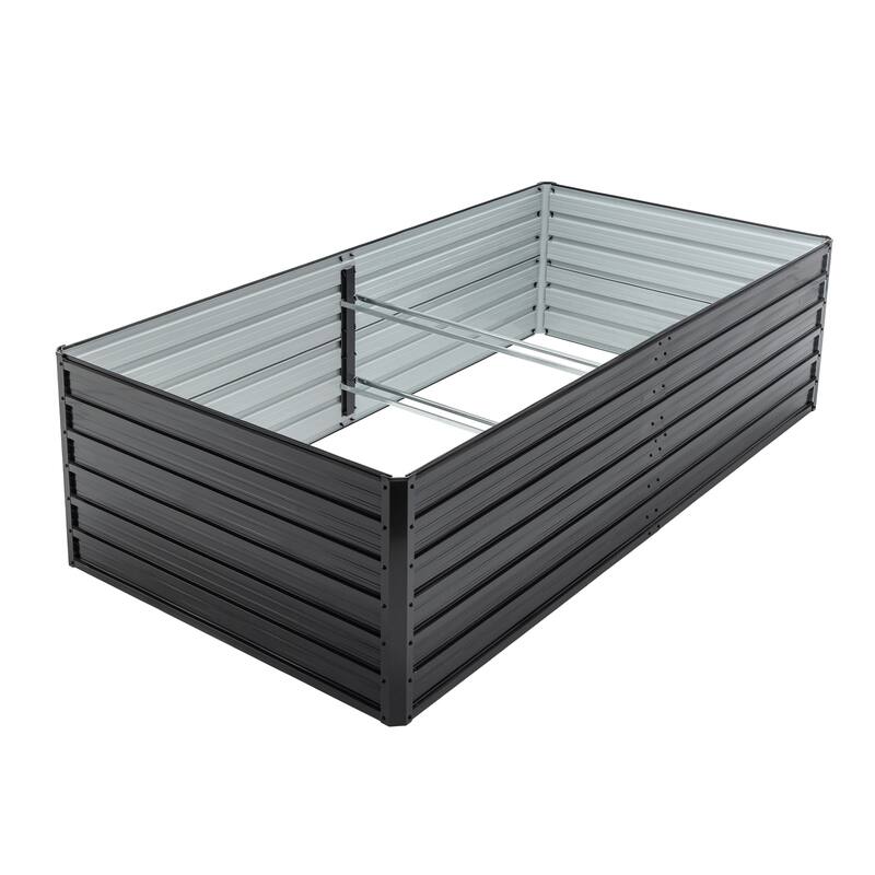 8X4X2ft Galvanized Raised Garden Bed Kit, Rectangular Large Metal Deep Root Planters for Outdoor Plants