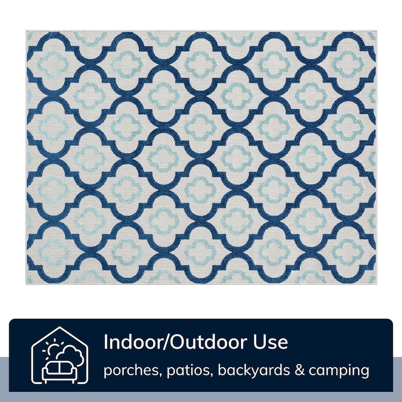 Well Woven Dorado Illuminate Indoor Outdoor Trellis High-Low Area Rug