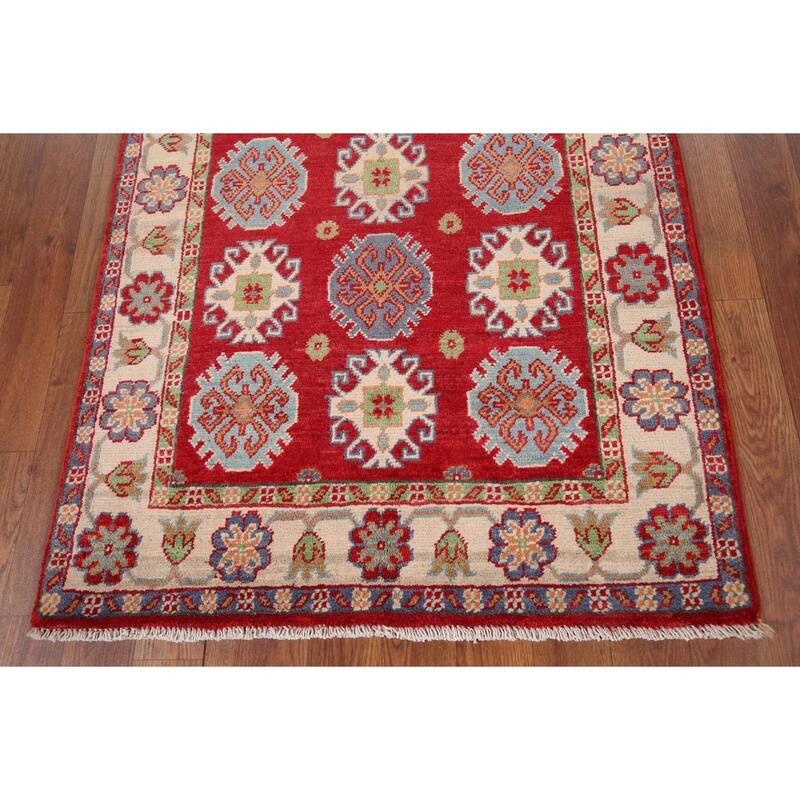 Red Kazak Accent Rug Handmade Wool Carpet - 2'10" x 4'2"