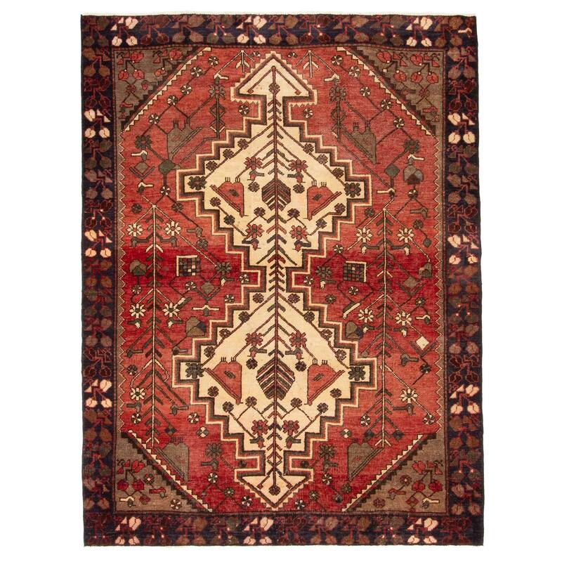 ECARPETGALLERY Hand-knotted Konya Anatolian Dark Red Wool Rug - 4'11 x 6'8