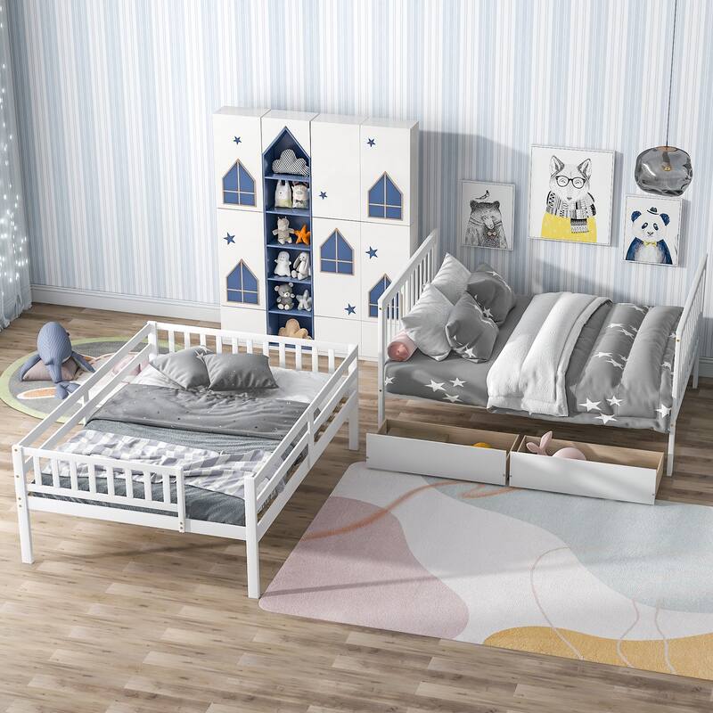 Rustic Pine Wood Full Over Full Bunk Bed with Detachable Beds and Staircase Bed Bath & Beyond