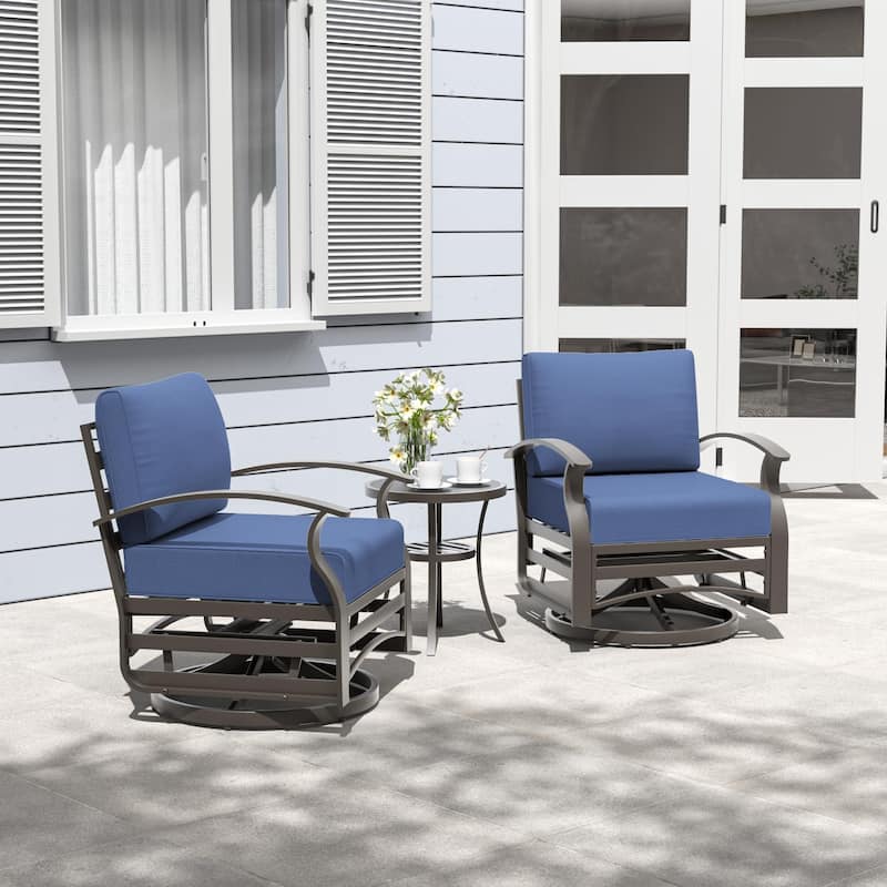 Aluminum Patio Furniture Set with FirePit Ottomans Swivel Chairs,Sectional Sofa with Thick Seat Cushions for Porch Garden
