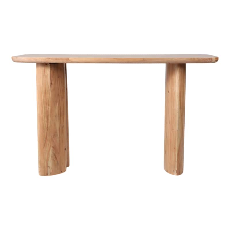 Acacia Wood Console Table Rounded Edge Design Casual Style - 30" Brown - 51" x 18" x 30" - 51" x 18" x 30" - Wood - Brown