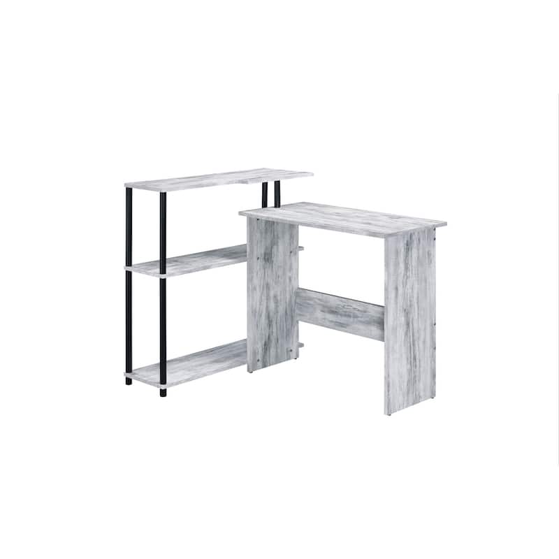 39" Antiqued White L Shape Writing Desk