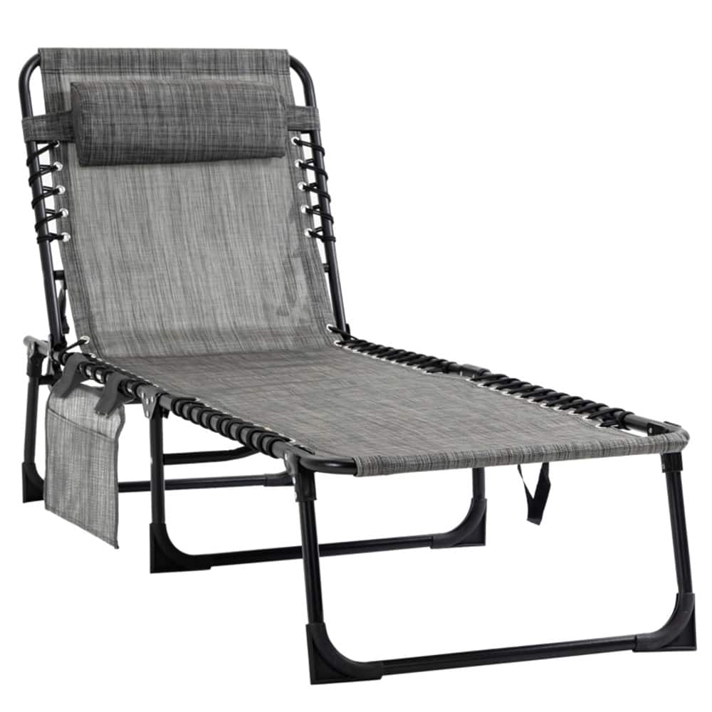 Foldable Sun Lounger with Adjustable Recline and Steel Frame Mesh Fabric for Outdoor Patio Poolside and Beach