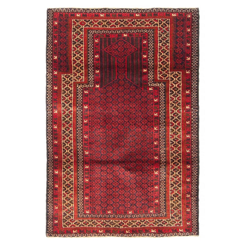 Teimani Red Rug 2'11" x 4'6" - 2'11 x 4'6 - Red - 2'11 x 4'6