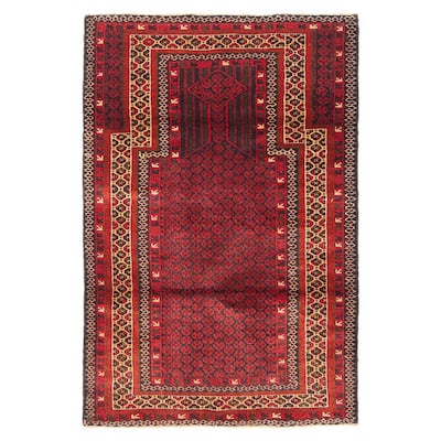 Teimani Red Rug 2'11" x 4'6" - 2'11 x 4'6