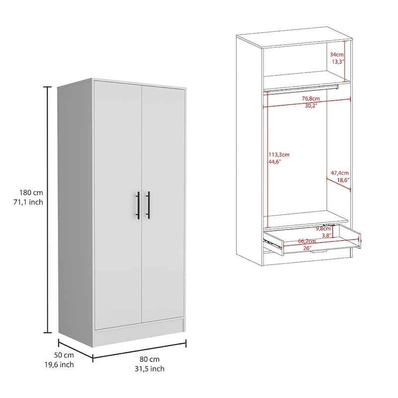 2-Piece Bedroom Set, Armoire + Nightstand