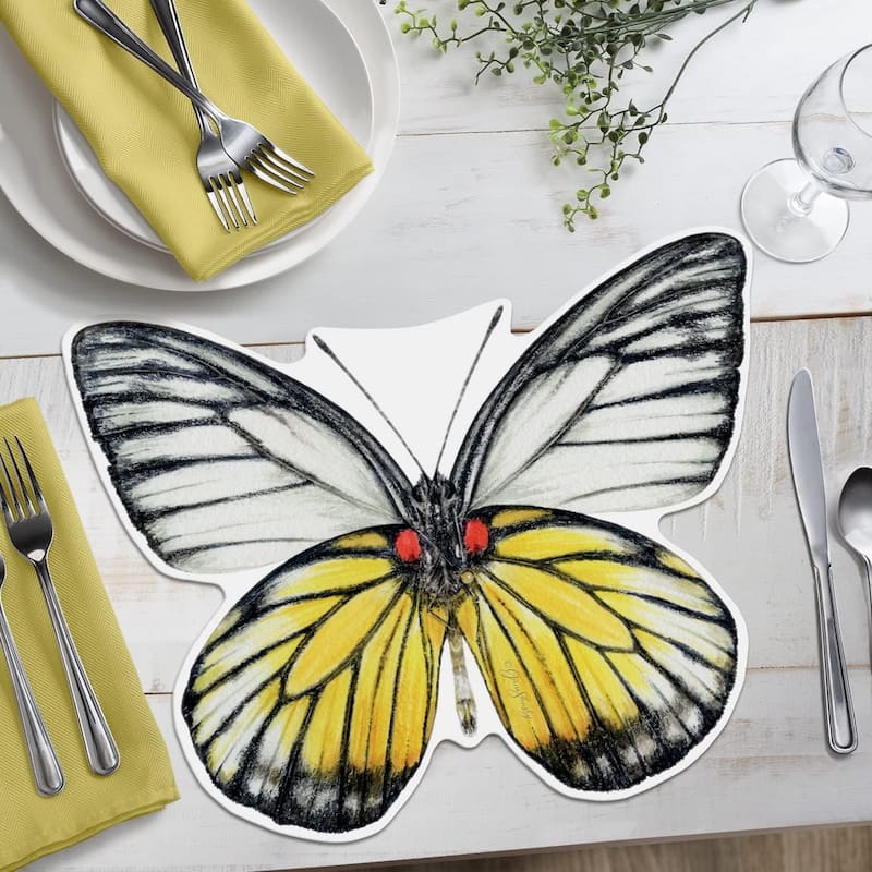 CounterArt Butterfly Shaped Reversible Easy Care Set of Two Placemats, Made in The USA