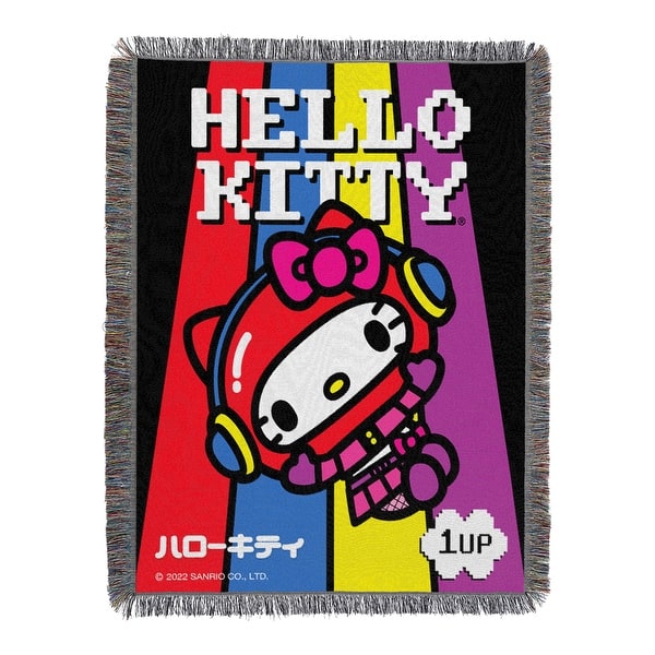 slide 2 of 5, Hello Kitty Cute Gamer Woven Tapestry Throw Blanket