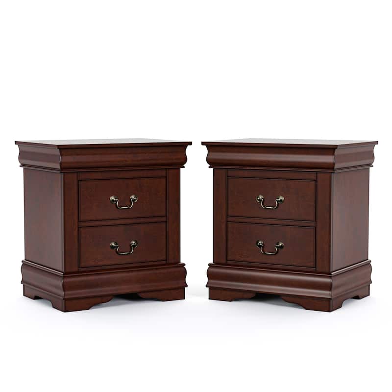Furniture of America Mayday Traditional Solid Wood 2-Drawer Nightstand, Set of 2