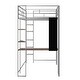 preview thumbnail 5 of 18, Silver Twin Size Metal Loft Bed with Ladder, Fence, 2 Shelves and Desk for Bedroom