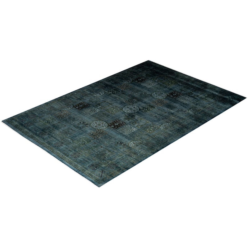 Overton Hand Knotted Wool Vintage Inspired Modern Contemporary Overdyed Gray Area Rug - 6' 1" x 9' 0"