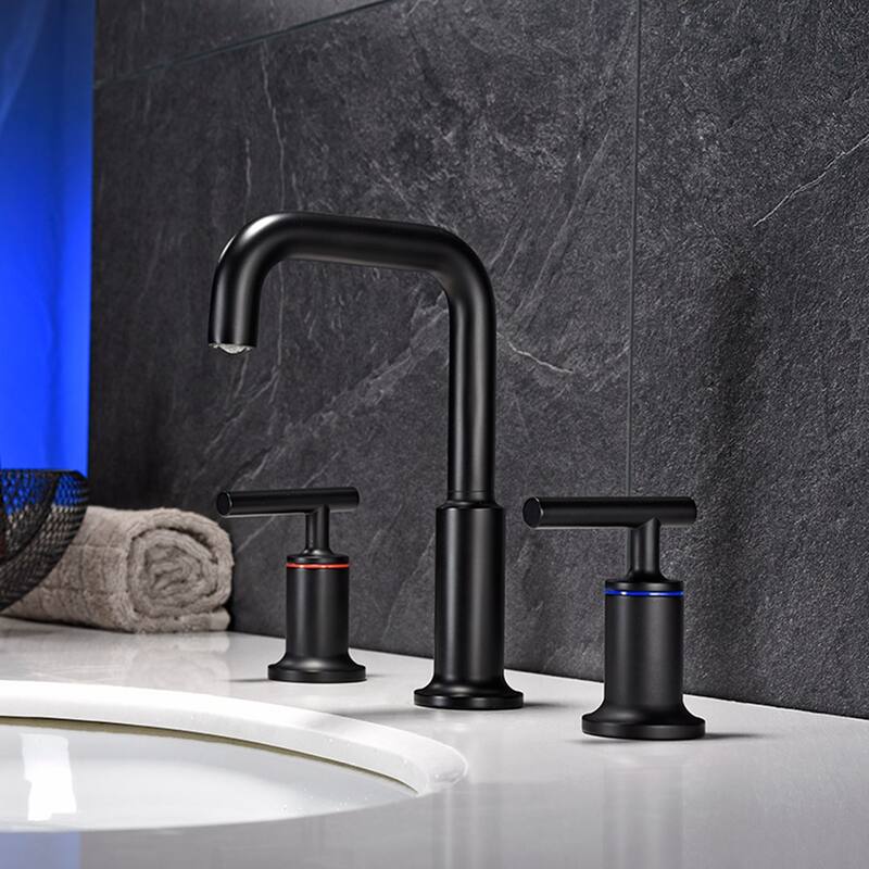 Matte Black 3-Hole Double Handle Bathroom Sink Faucet