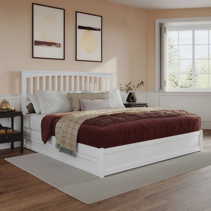 Everett Platform Bed with Panel Footboard and Twin XL Trundle
