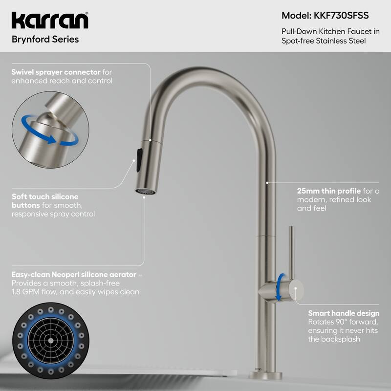 Karran Brynford Single Handle Pull-Down Sprayer Kitchen Faucet
