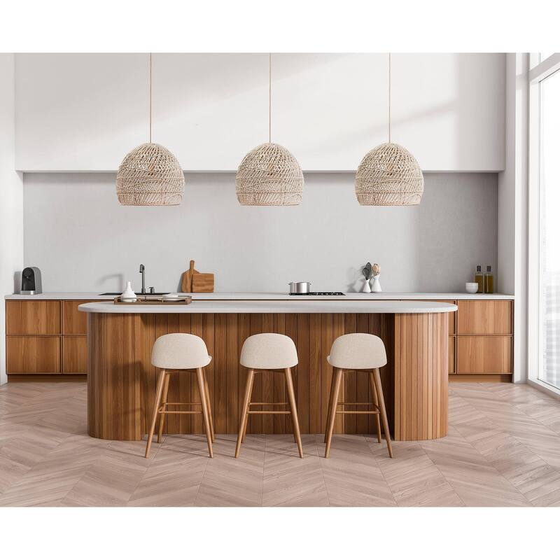 Santana Brown Rattan Pendant Light – Large Handwoven Ceiling Light Fixture for Living Room, Kitchen in Boho & Coastal Style