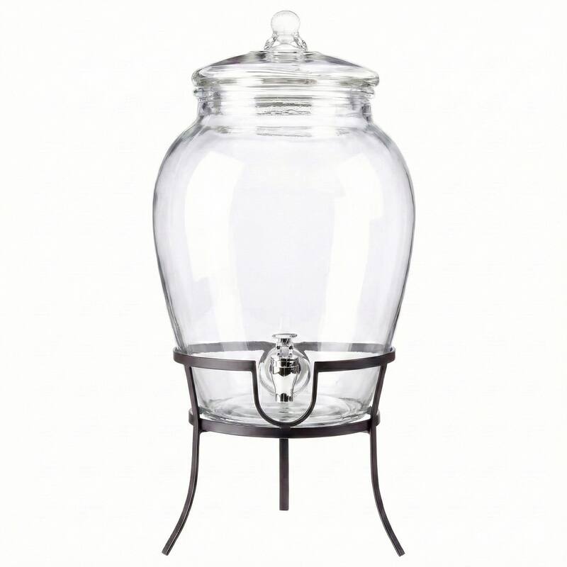 Beverage Dispenser With Metal Rack - 18.5" x 11.5" x 11.5"