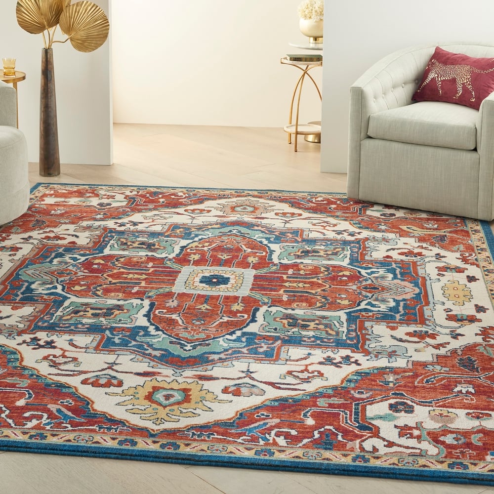 Nourison Parisa Traditional Persian Medallion Bordered Area Rug