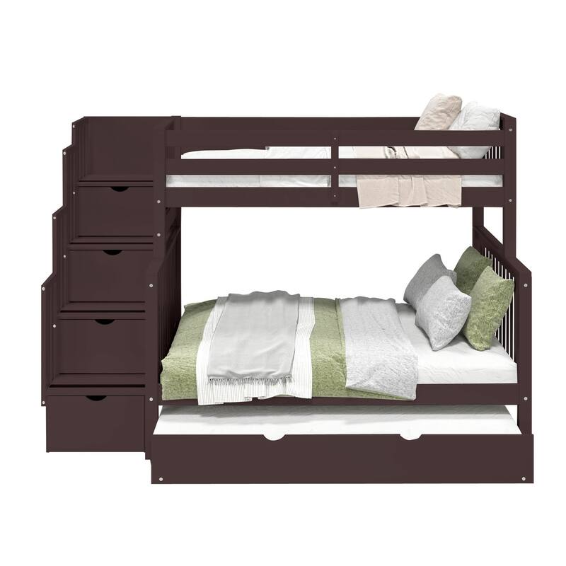 Taylor & Olive Trillium Twin over Full Stairway Bunk Bed, Full Trundle