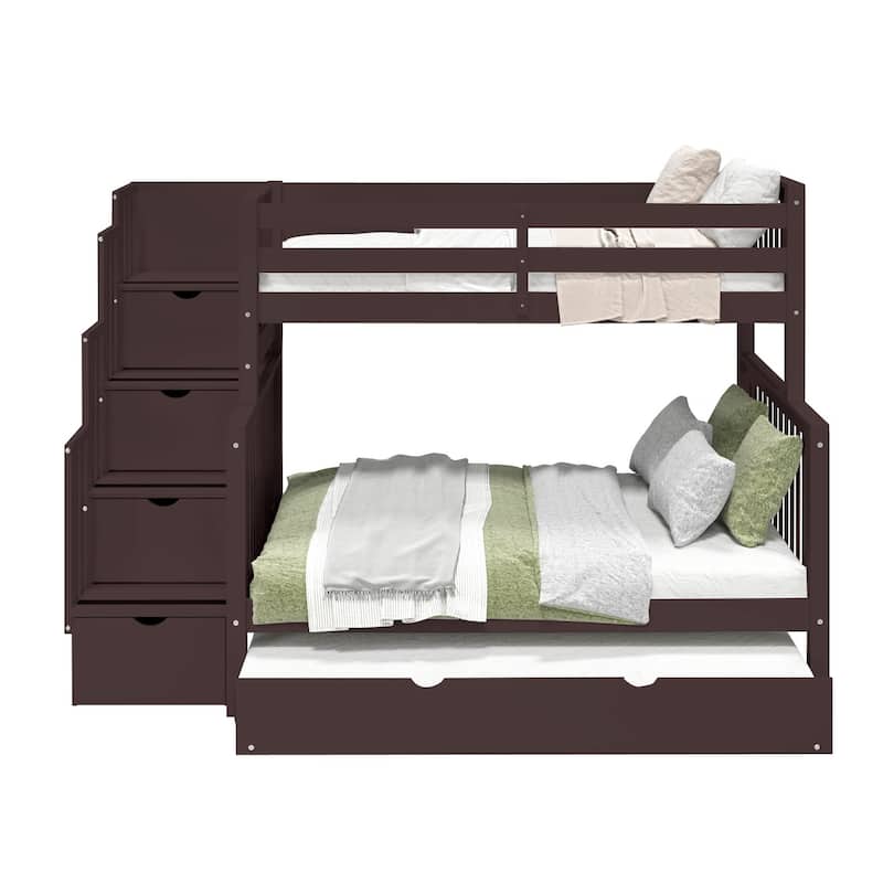Taylor & Olive Trillium Twin over Full Stairway Bunk Bed, Twin Trundle