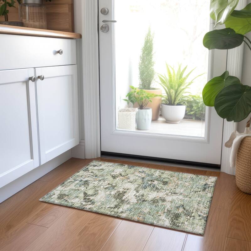 Machine Washable Indoor/ Outdoor Chantille Abstract Contemporary Rug
