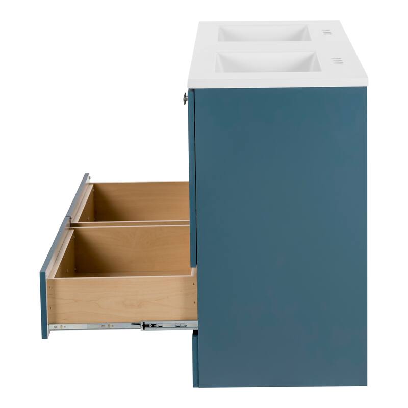 Spring Mill Cabinets Emlyn 60.5" Double Bathroom Vanity With Drawers and White Sink Top