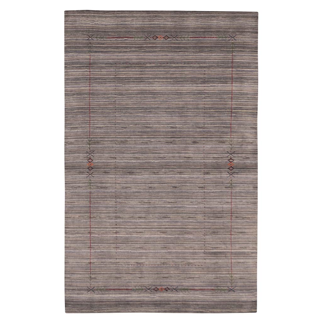 ECARPETGALLERY Hand Loomed Kashkuli Gabbeh Grey Wool Rug - 5'0 x 7'10
