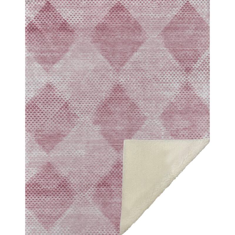 Premium Machine Washable Modern Diamonds Sherpa Throw Blanket