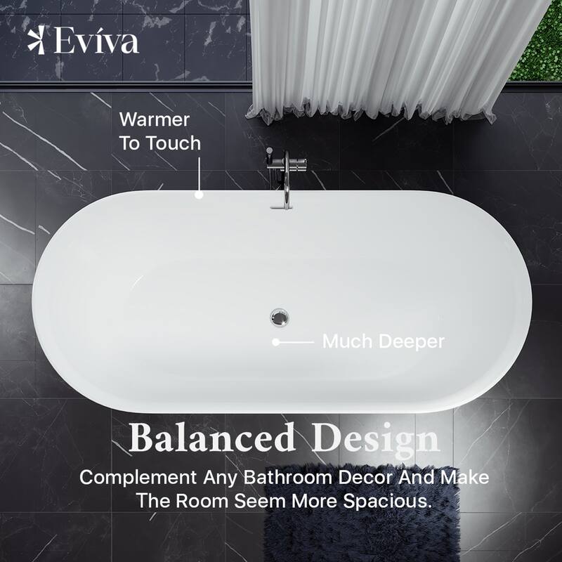 Eviva Rejoice 60" Glossy White Acrylic Freestanding Bathtub