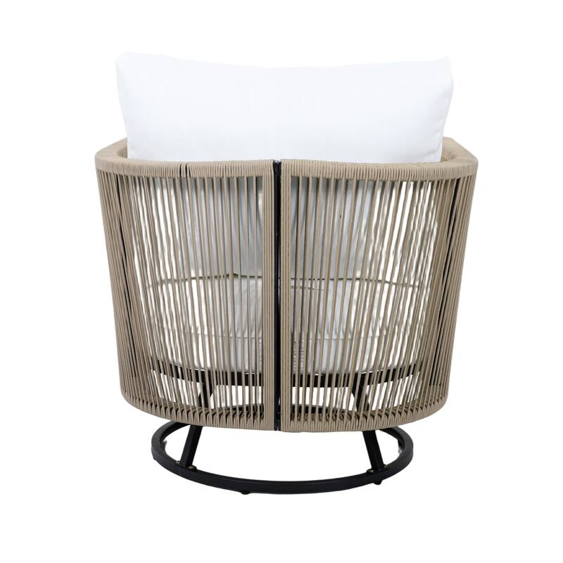 Christopher Knight Home - Modern 2-Piece Outdoor Swivel Chair with Square Side Table