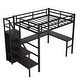 preview thumbnail 8 of 18, Metal Loft Bed with L-Shaped Desk and Wardrobe, Twin XL/Full/Full XL Size Loft Bedframe with Adjustable Shelf, LED and USB Port